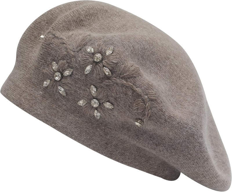 ZLYC Womens French Beret hat, Reversible Solid Color Mosaic Warm Beret Cap for Girls - Image 1